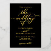 Elegante Wedding Black Gold Calligraphy Folieneinladung (Vorderseite)