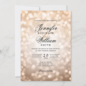 Elegante Wedding Bokeh Lights Romantische Rose Gol Einladung (Vorderseite)