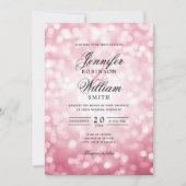 Elegante Wedding Bokeh Lights Romantisches Rosa Einladung (Vorderseite)