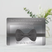 Elegante Wedding Bowtie wirst du mein Usher sein Einladung (Stehend Vorderseite)