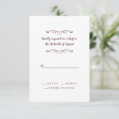Elegante Wedding Burgundy Classic Minimalistisch U RSVP Karte (Stehend Vorderseite)