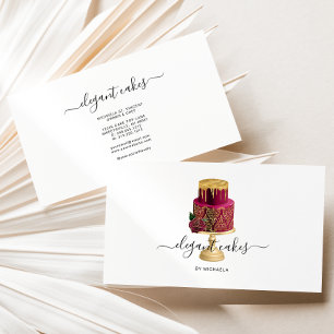 Elegante Wedding Cake Burgundy Bäckerei Visitenkarte