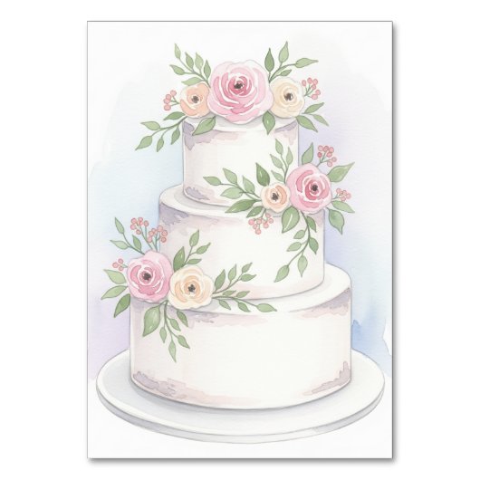 Elegante Wedding Cake Tischnummer Card (Vorderseite)