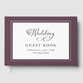 Elegante Wedding Calligraphy Guestbook Lila Wine Gästebuch