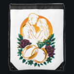 Elegante Wedding Couple Floral Ring Tasche Sportbeutel<br><div class="desc">Feiern Sie stilvoll Liebe mit dieser atemberaubenden, hochauflösenden, hochauflösenden Drawstring-Tasche, die eine romantische Paar-Silhouette mit lebhaften Blumenblüten, goldenen Ringen und einem strahlenden Edelstein gerahmt. Dieses Pop ist in einem kühnen, halbrealistischen Vektorstil gestaltet und überzeugt durch helle und dunkle Stoffe - perfekt für Brautpartys, Jahrestage oder als herzliches Hochzeitsgeschenk. Diese vielfältige...</div>