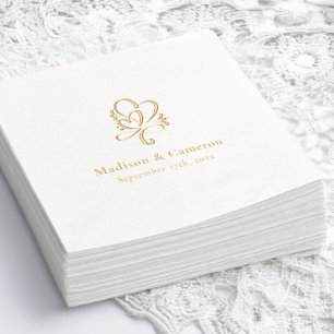 Elegante Wedding Custom Gold Foil Stamps Servietten Mit Folie