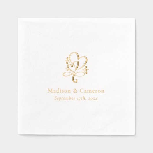 Elegante Wedding Custom Gold Foil Stamps Servietten Mit Folie (Vorderseite)