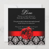 Elegante Wedding Damask Rote Rose Weihnachten Einladung (Rückseite)