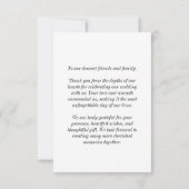 Elegante Wedding Dankeschön Card Dankeskarte (Rückseite)