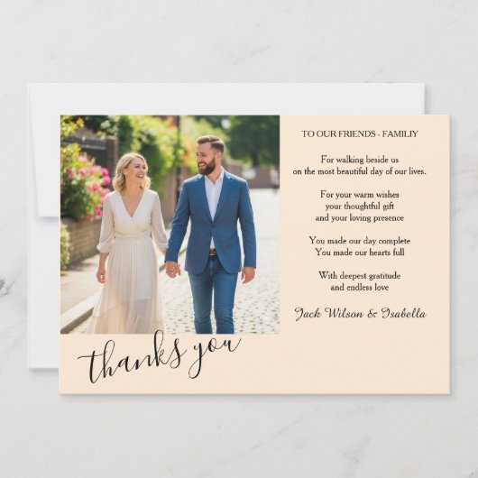 Elegante Wedding Dankeschön Card mit Foto Dankeskarte (Vorderseite)