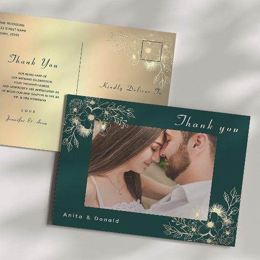 Elegante Wedding Dankeschön Card mit Foto Postkarte