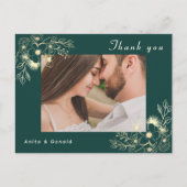 Elegante Wedding Dankeschön Card mit Foto Postkarte (Vorderseite)