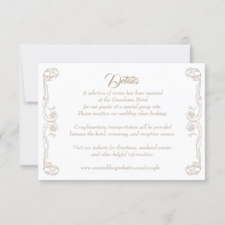 Elegante Wedding Details Card - Green Rose Filigre Einladung