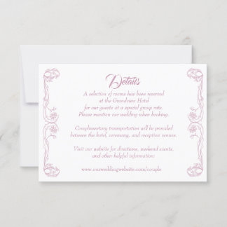 Elegante Wedding Details Card - Green Rose Filigre Einladung