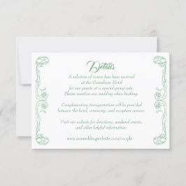 Elegante Wedding Details Card - Green Rose Filigre Einladung