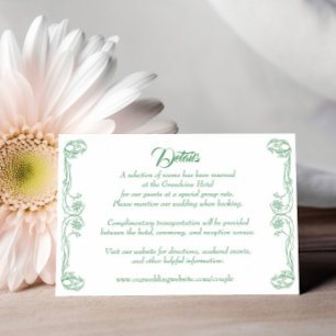 Elegante Wedding Details Card - Green Rose Filigre Einladung