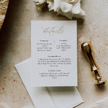Elegante Wedding Details Card mit kalligrafischem