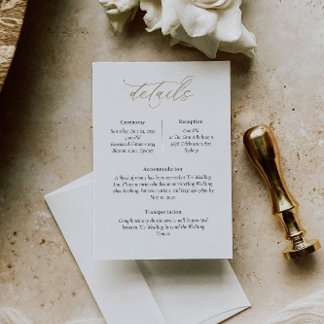 Elegante Wedding Details Card mit kalligrafischem Begleitkarte