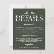 Elegante Wedding Details Card | Moderne Typografie