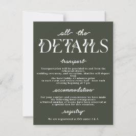 Elegante Wedding Details Card | Moderne Typografie Einladung