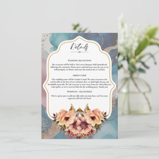 Elegante Wedding Details Slip - bearbeitbare Vorla Einladung (Stehend Vorderseite)