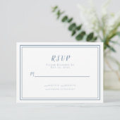 Elegante Wedding Dusty Blue Einfache Minimal Moder RSVP Karte (Stehend Vorderseite)