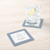 Elegante Wedding Dusty Blue Hearts Forever Love Rechteckiger Pappuntersetzer (Vor Ort)