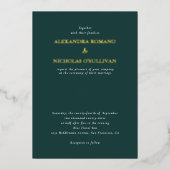 Elegante Wedding Emerald Deep Aquamarin Green Gold Folieneinladung (Vorderseite)