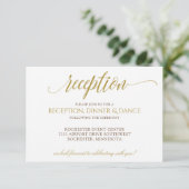 Elegante Wedding Empfang Card | Goldtypografie Einladung (Stehend Vorderseite)