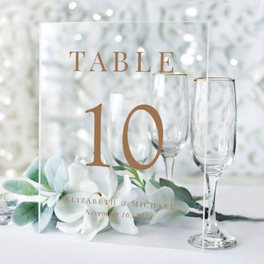 Elegante Wedding Empfang Gold Tischnummer Acrylschild