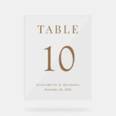 Elegante Wedding Empfang Gold Tischnummer Acrylschild (Vorderseite)