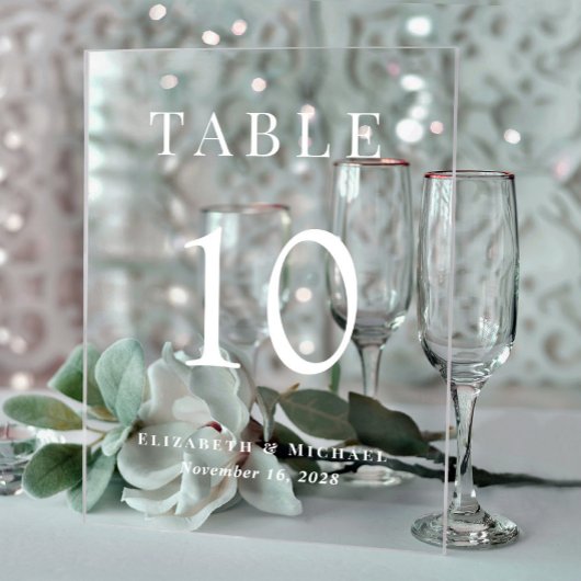 Elegante Wedding Empfang Tischnummer Acrylschild