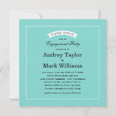 Elegante Wedding Engagement Party Aqua Einladung (Vorderseite)
