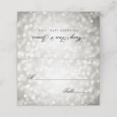 Elegante Wedding Escort Card Silver Bokeh Lights Platzkarte (Außenseite Aufgefaltet)