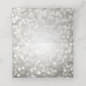 Elegante Wedding Escort Card Silver Bokeh Lights Platzkarte (Innenseite Aufgefaltet)