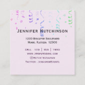 Elegante Wedding Event Planner Business Card Quadratische Visitenkarte (Rückseite)