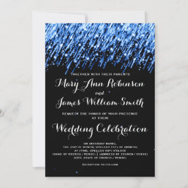 Elegante Wedding Falling Stars Sapphire Blue Einladung