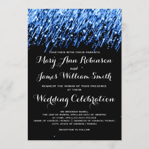 Elegante Wedding Falling Stars Sapphire Blue Einladung