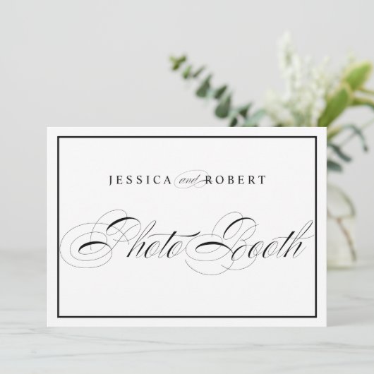 Elegante Wedding Foto Booth Signature Black Border (Stehend Vorderseite)
