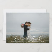 Elegante Wedding Foto Liebe & Dank White Script Dankeskarte (Vorderseite)