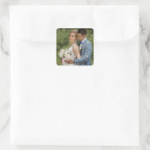 Elegante Wedding Foto Liebe & Danke Quadratischer Aufkleber (Tasche)