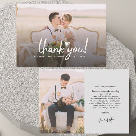 Elegante Wedding Fotos Script Dankeschön Card Mitteilungskarte