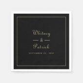 Elegante Wedding Gold Black Script Minimalistisch  Serviette (Vorderseite)