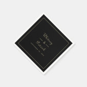 Elegante Wedding Gold Black Script Minimalistisch  Serviette (Ecke)