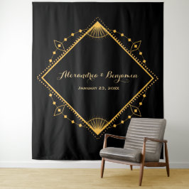 Elegante Wedding Gold Diamond Foto Stand Hintergru Wandteppich