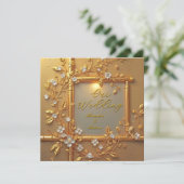 Elegante Wedding Gold Floral Bamboo Elite Golden Einladung (Stehend Vorderseite)