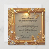 Elegante Wedding Gold Floral Bamboo Elite Golden Einladung (Rückseite)