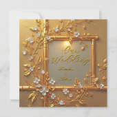 Elegante Wedding Gold Floral Bamboo Elite Golden Einladung (Vorderseite)