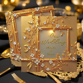 Elegante Wedding Gold Floral Bamboo Elite Golden Einladung