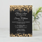 Elegante Wedding Gold Lights Einladung (Stehend Vorderseite)